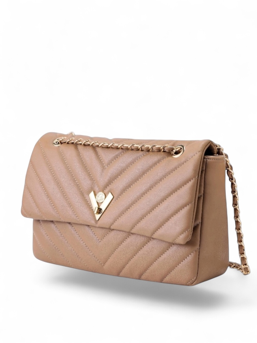 VALENTINO ORLANDI Large Blush  “Angel” Quilted Chevron Bag w/Braided Chain - NWT